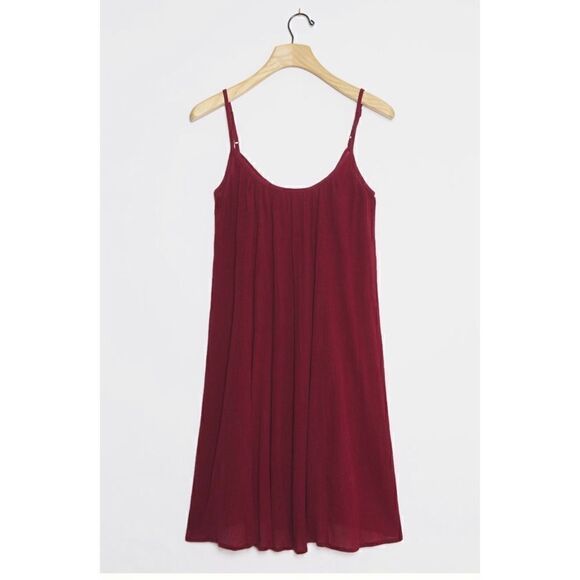 NEW Anthropologie Michelle Plisse Pleated Wine Mini Pullover Lounge Dress Large - Picture 3 of 3